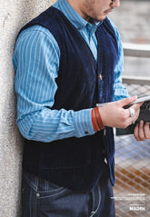 Maden Vintage Corduroy Vests For Men Casual French Workwear Hunting Field Waistcoat Cords Outdoor Coats Men's Clothing